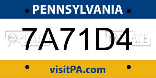 7A71D4 Pennsylvania License Plate