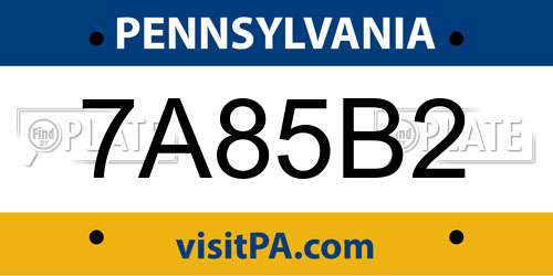 7A85B2 Pennsylvania License Plate