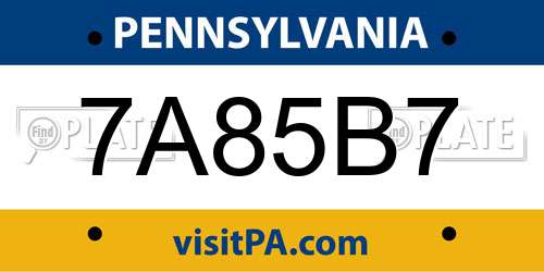 7A85B7 Pennsylvania License Plate