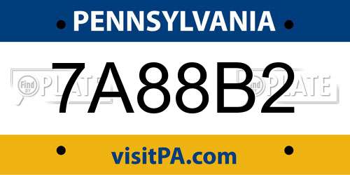 7A88B2 Pennsylvania License Plate
