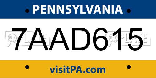 7AAD615 Pennsylvania License Plate