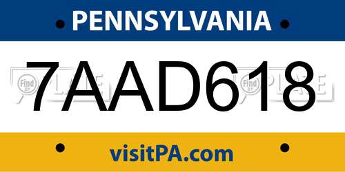 7AAD618 Pennsylvania License Plate