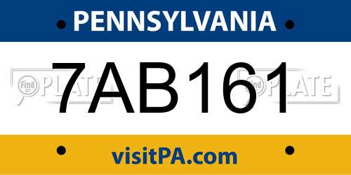 7AB161 Pennsylvania License Plate