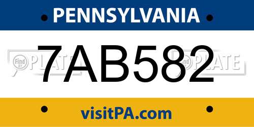 7AB582 Pennsylvania License Plate