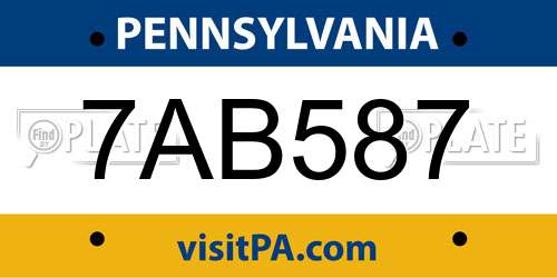 7AB587 Pennsylvania License Plate