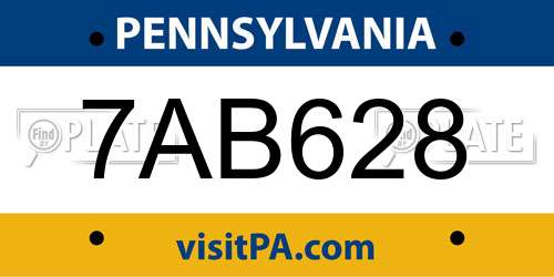 7AB628 Pennsylvania License Plate