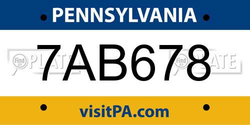 7AB678 Pennsylvania License Plate