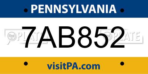 7AB852 Pennsylvania License Plate