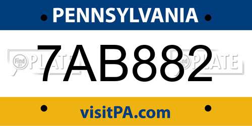 7AB882 Pennsylvania License Plate