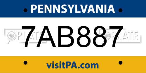 7AB887 Pennsylvania License Plate