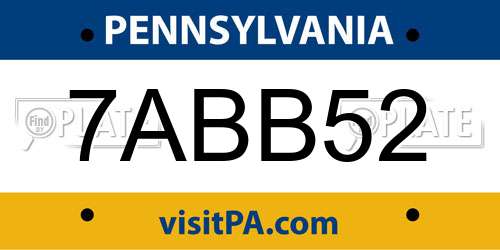 7ABB52 Pennsylvania License Plate