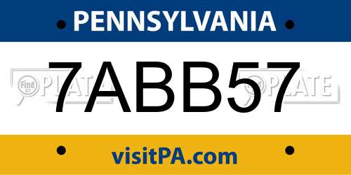 7ABB57 Pennsylvania License Plate