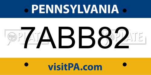 7ABB82 Pennsylvania License Plate
