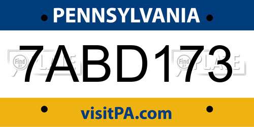 7ABD173 Pennsylvania License Plate