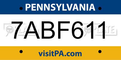 7ABF611 Pennsylvania License Plate