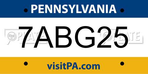 7ABG25 Pennsylvania License Plate