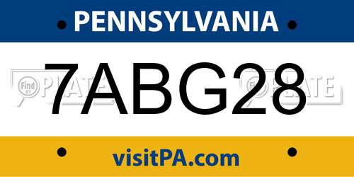 7ABG28 Pennsylvania License Plate