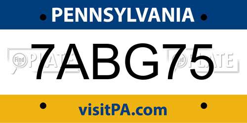 7ABG75 Pennsylvania License Plate
