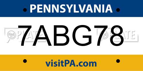 7ABG78 Pennsylvania License Plate