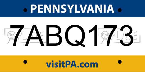 7ABQ173 Pennsylvania License Plate