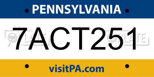 7ACT251 Pennsylvania License Plate
