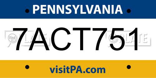 7ACT751 Pennsylvania License Plate
