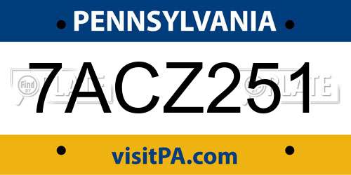 7ACZ251 Pennsylvania License Plate