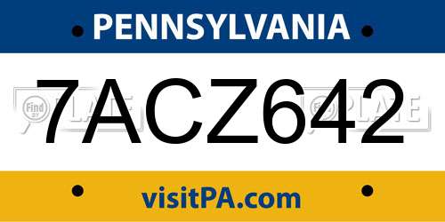 7ACZ642 Pennsylvania License Plate