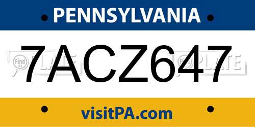 7ACZ647 Pennsylvania License Plate