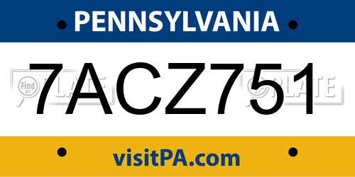 7ACZ751 Pennsylvania License Plate