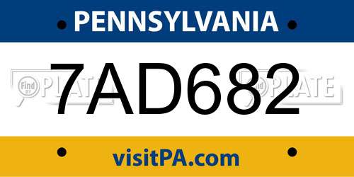7AD682 Pennsylvania License Plate