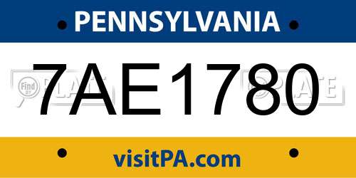 7AE1780 Pennsylvania License Plate