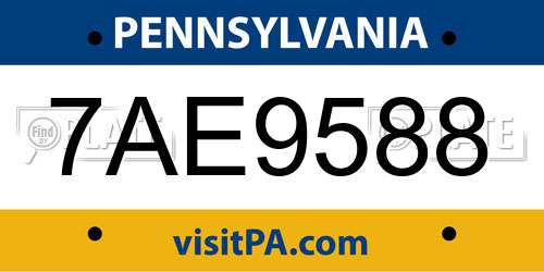 7AE9588 Pennsylvania License Plate