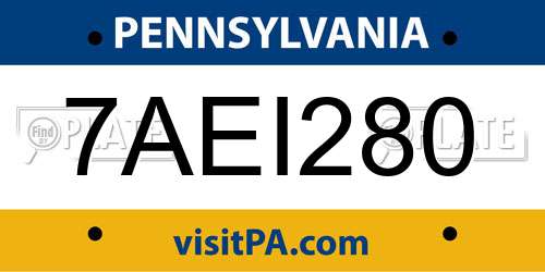 7AEI280 Pennsylvania License Plate