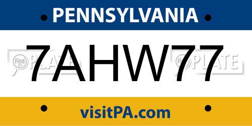 7AHW77 Pennsylvania License Plate