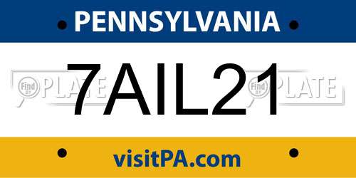 7AIL21 Pennsylvania License Plate