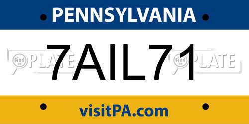 7AIL71 Pennsylvania License Plate