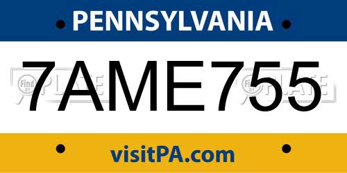 7AME755 Pennsylvania License Plate