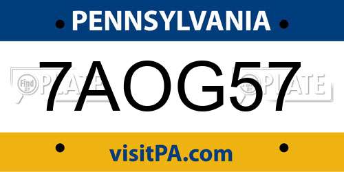 7AOG57 Pennsylvania License Plate