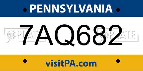 7AQ682 Pennsylvania License Plate