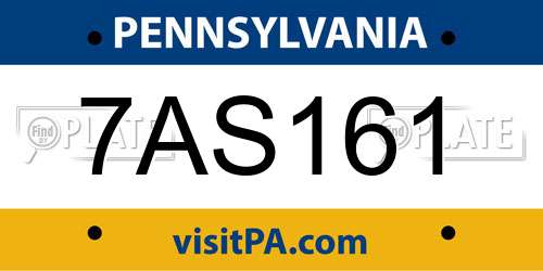 7AS161 Pennsylvania License Plate