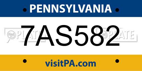 7AS582 Pennsylvania License Plate