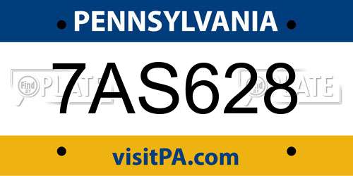 7AS628 Pennsylvania License Plate