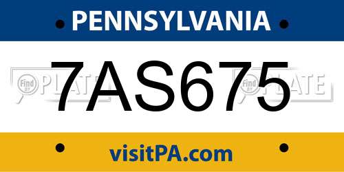 7AS675 Pennsylvania License Plate