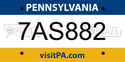 7AS882 Pennsylvania License Plate