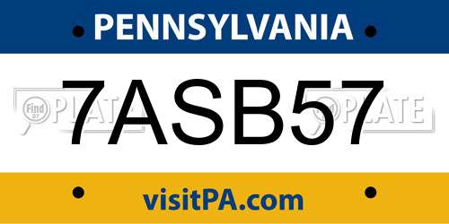 7ASB57 Pennsylvania License Plate