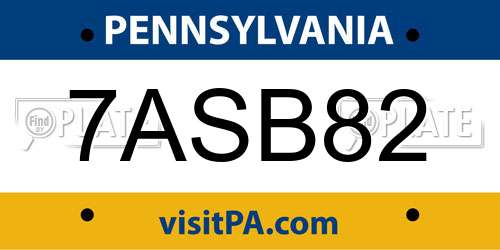 7ASB82 Pennsylvania License Plate