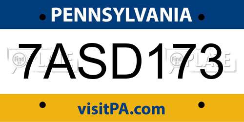 7ASD173 Pennsylvania License Plate