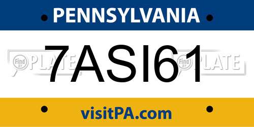7ASI61 Pennsylvania License Plate