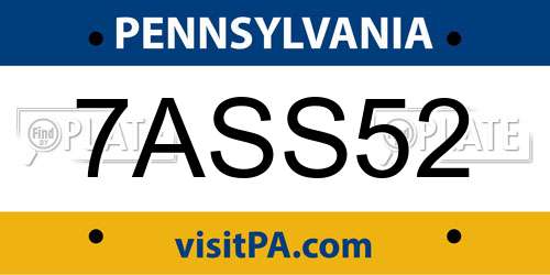 7ASS52 Pennsylvania License Plate